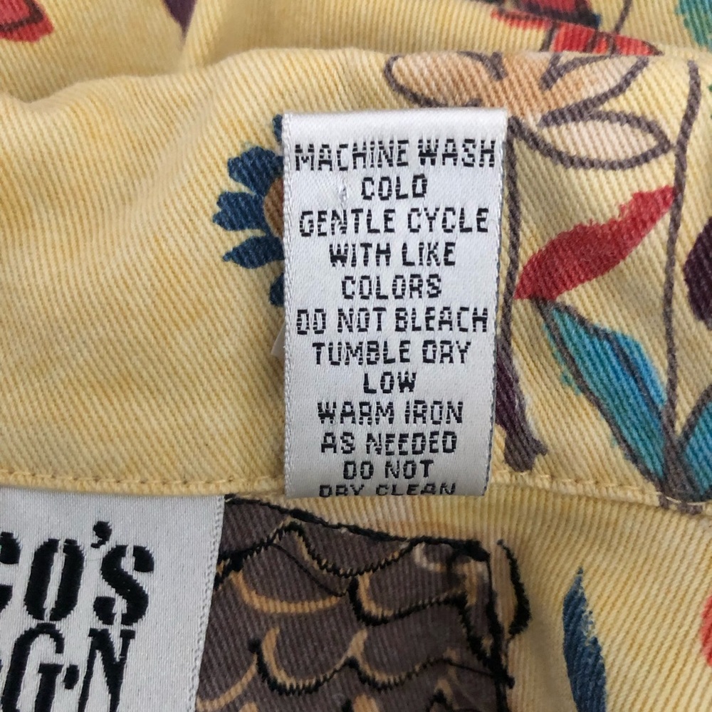 Chico's Design Denim Jacket Whimsical Floral House Print Size M/L - Picture 12 of 13